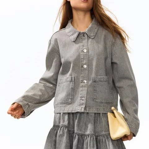 jacket Moda Damska - Джинсова куртка Світло-Сірий Денім - Size: XS - H&M H&M $1399