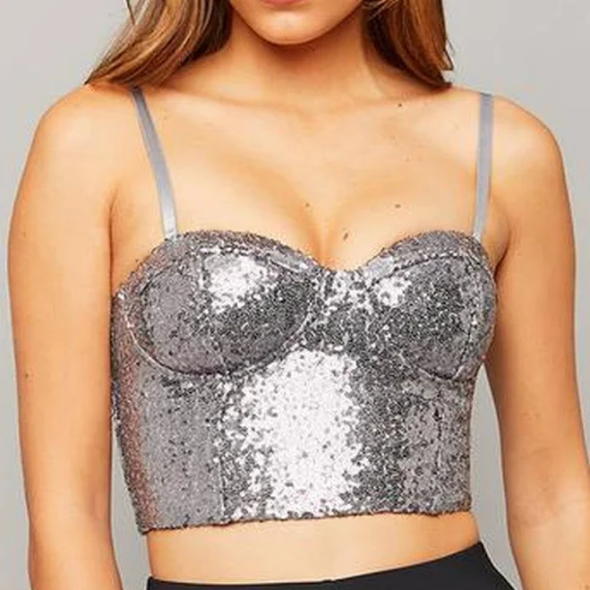 top Топ в паєтки tally weijl, корсетний топ бюстьє, сріблястий топ Shafa $350