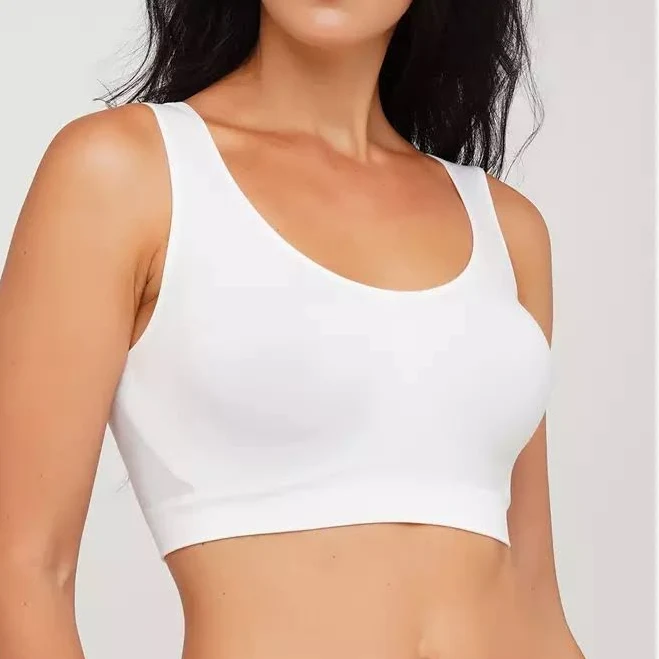 топи Безшовний топ на широких бретелях TANK TOP (білий) Giulia $369